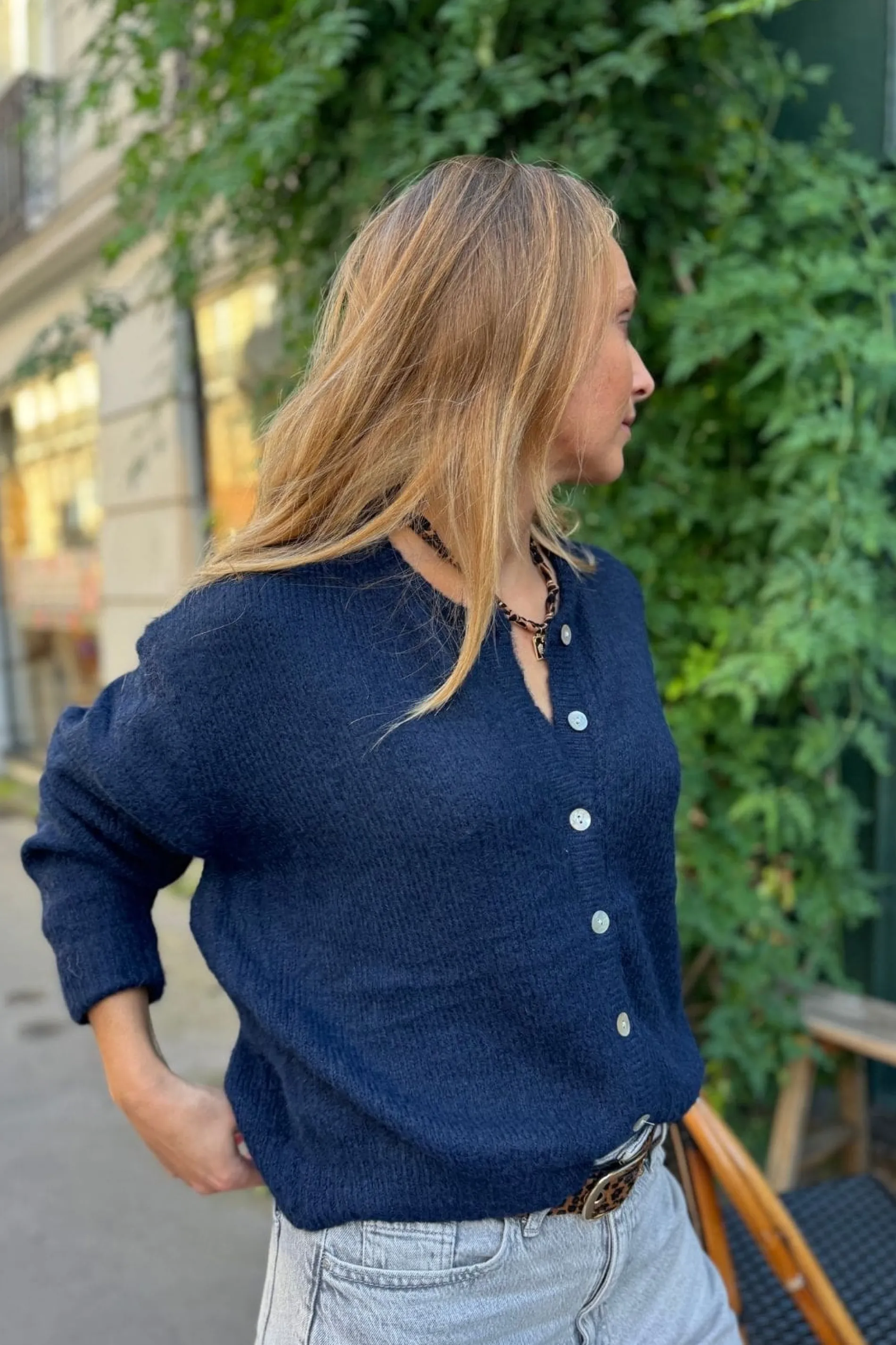 outremesure /gilet grace h25 bleumarine Sale